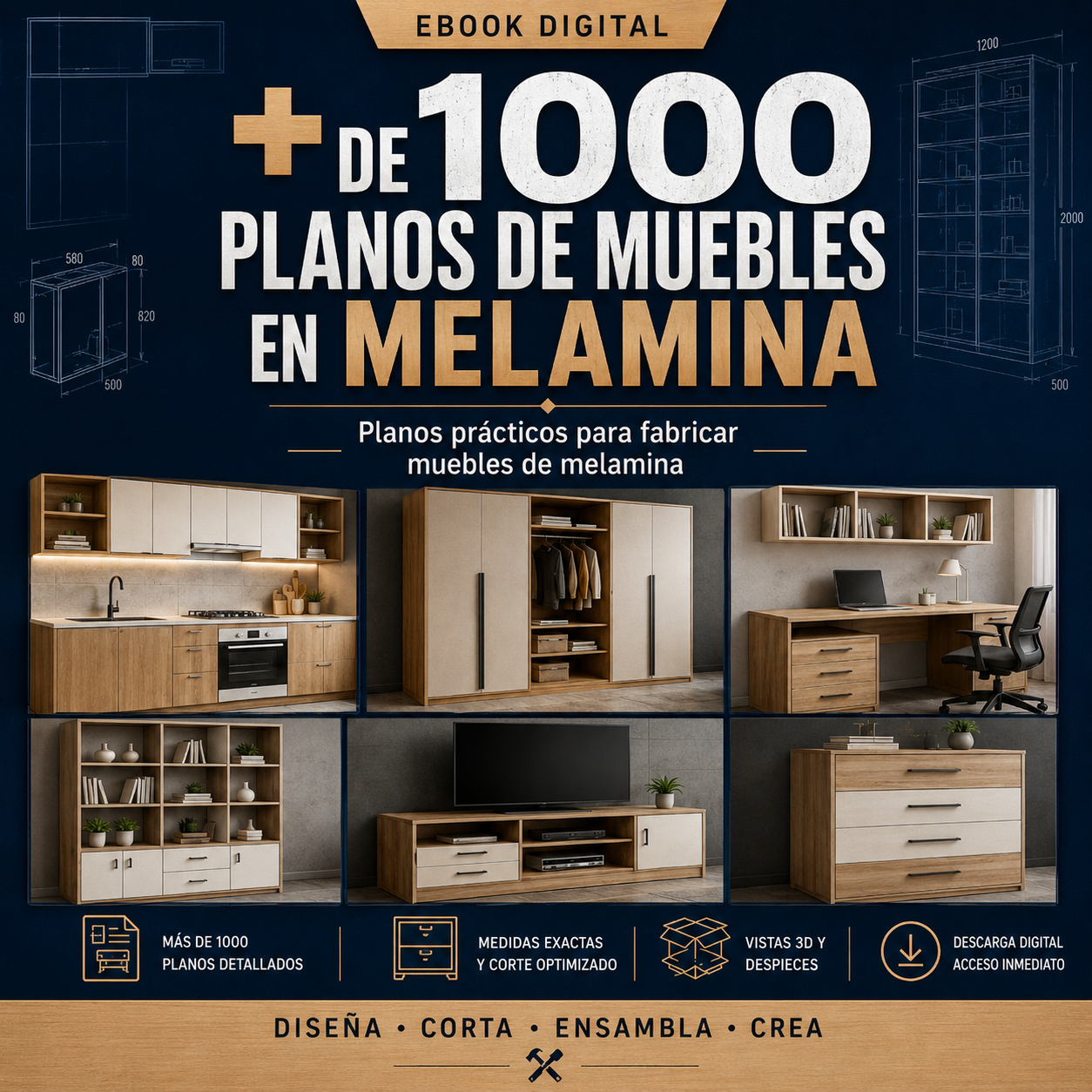 + 1000 PLANOS DE MUEBLES DE MELAMINA